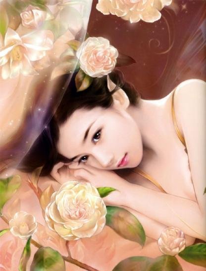 Девушка с цветами - оригинал