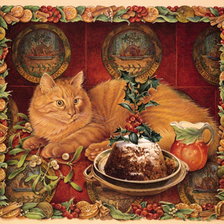 Схема вышивки «праздничный кот»