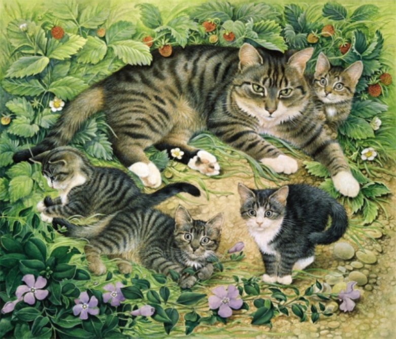 полосатое семейство - коты, котики - оригинал