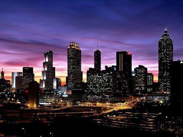 Сиреневый  закат - город ночь - оригинал