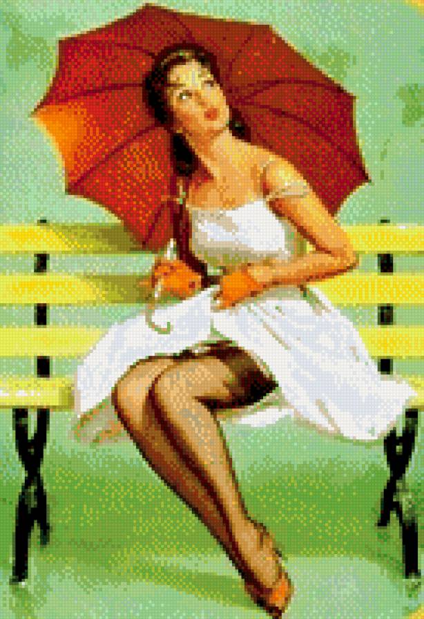 девушка с зонтом - предпросмотр