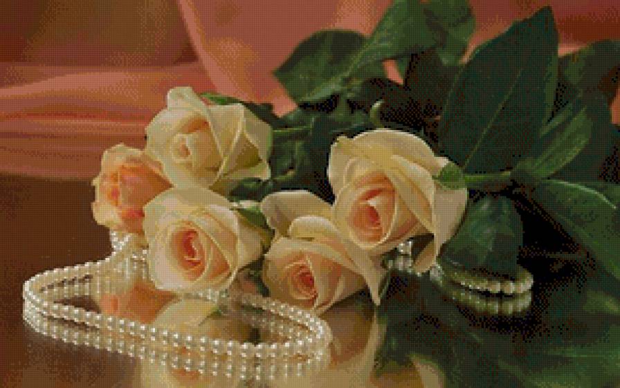 Розы и жемчуг - предпросмотр