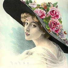 victoriana con sombrero de rosas