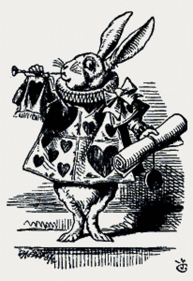 Алиса в Стране Чудес. Белый Кролик. - детское, сказка, кэролл, монохром, алиса в стране чудес - предпросмотр