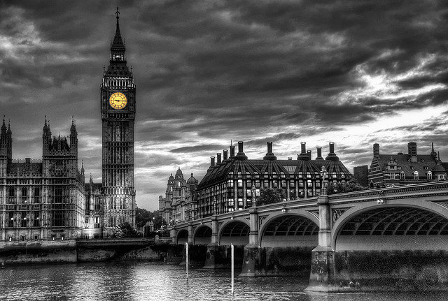 Лондон - биг бэн, монохром, ночь, лондон - оригинал