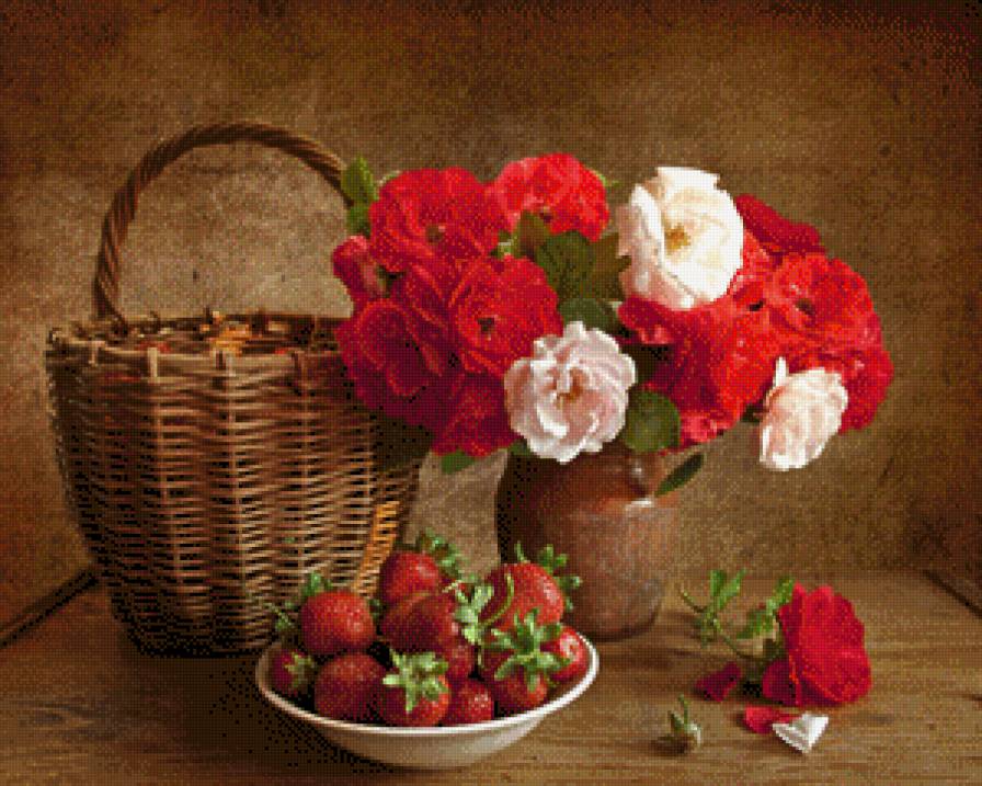 розы и клубника - предпросмотр