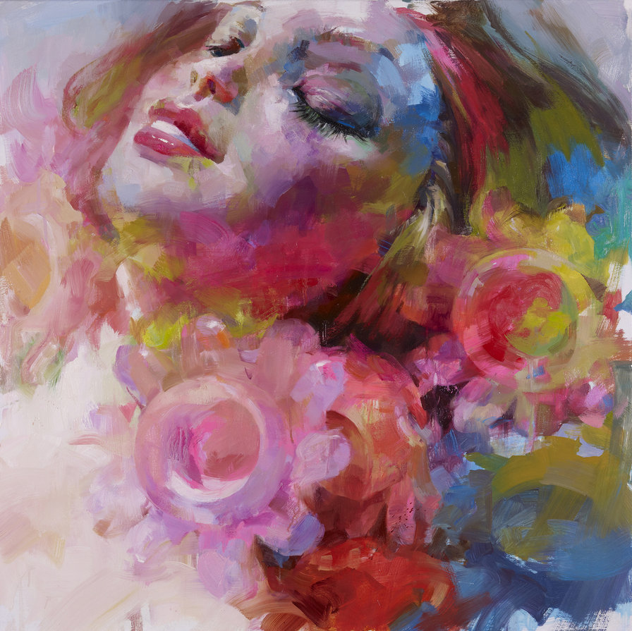 Девушка - абстракция, цветы, девушка - оригинал