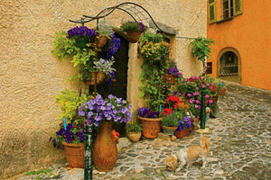 Французская улочка - франция, париж, прованс, цветы - предпросмотр