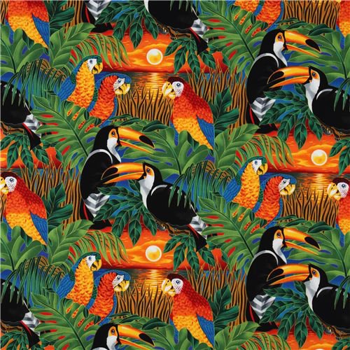 colourful-tropical-birds-fabric-parrot-Robert-Kaufman-161657-2 - оригинал