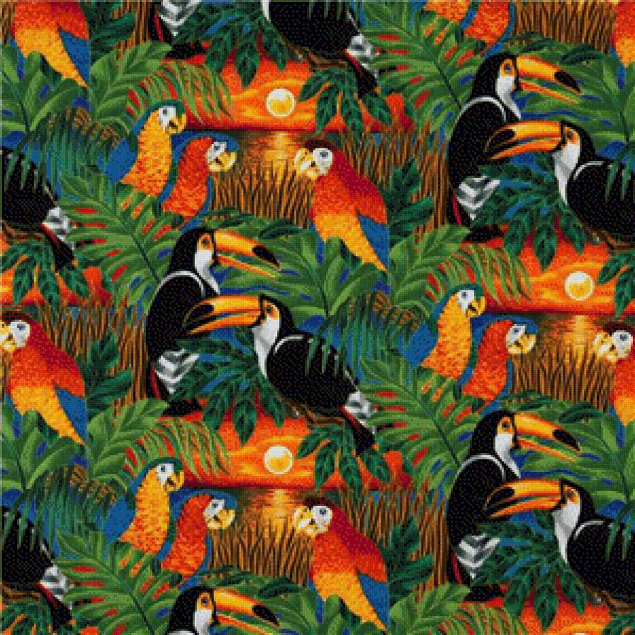 colourful-tropical-birds-fabric-parrot-Robert-Kaufman-161657-2 - предпросмотр