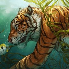 Схема вышивки «Тигр под водой»