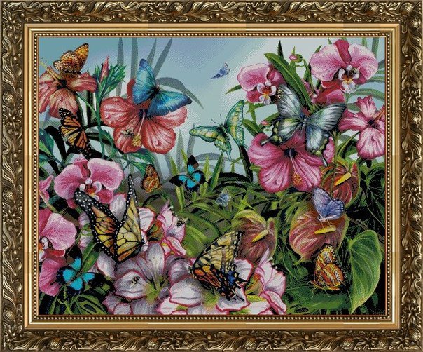 Бабочки,цветы. - оригинал