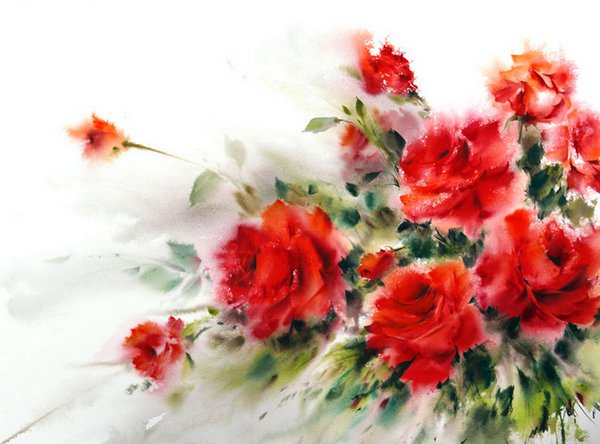 Акварель - розы, цветы, акварель - оригинал