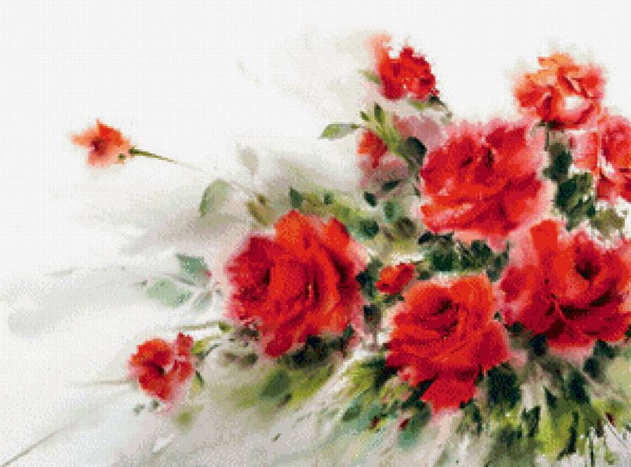 Акварель - акварель, розы, цветы - предпросмотр