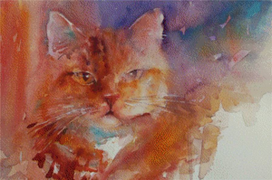 Акварельный кот - кошки, акварель - предпросмотр