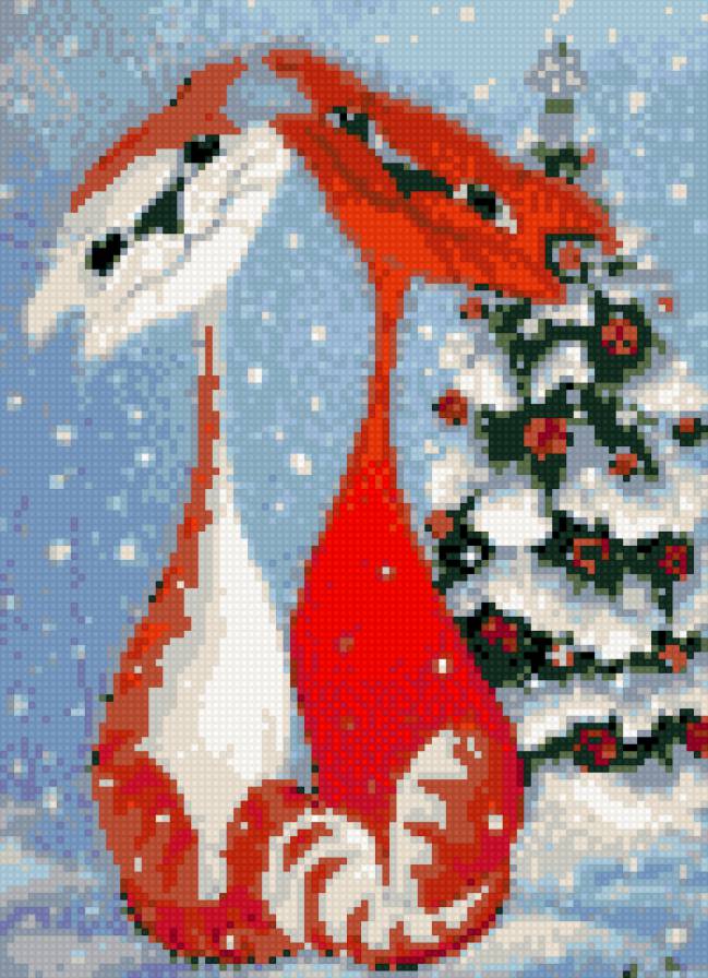 с Новым годом! - кошки, кот, новый год, рождество, кошка - предпросмотр