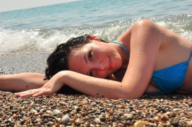 Девушка на пляже - красота, вышивка, девушка, любовь, крестик, романтика, пляж, фэнтази - оригинал