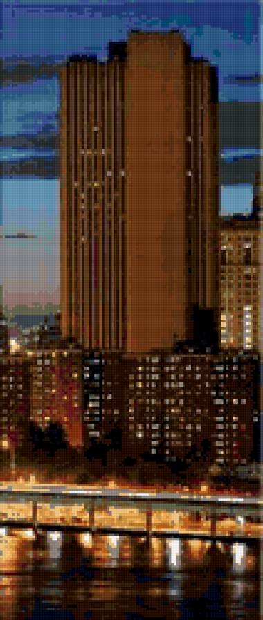 триптих Нью Йорк (часть 4) - new york, мост, модуль, город, модульные, ночь, река, здание - предпросмотр