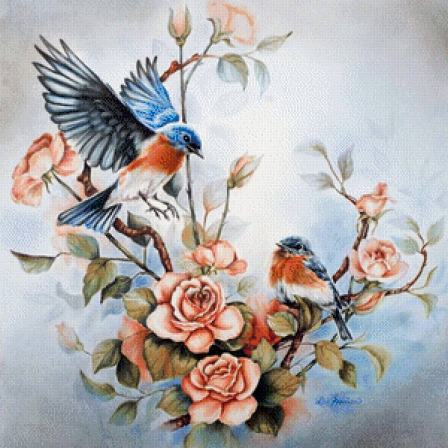 Картины птички с цветами. Птицы живопись. Живопись цветы и птицы. Фреска птицы. Птичка на цветке.