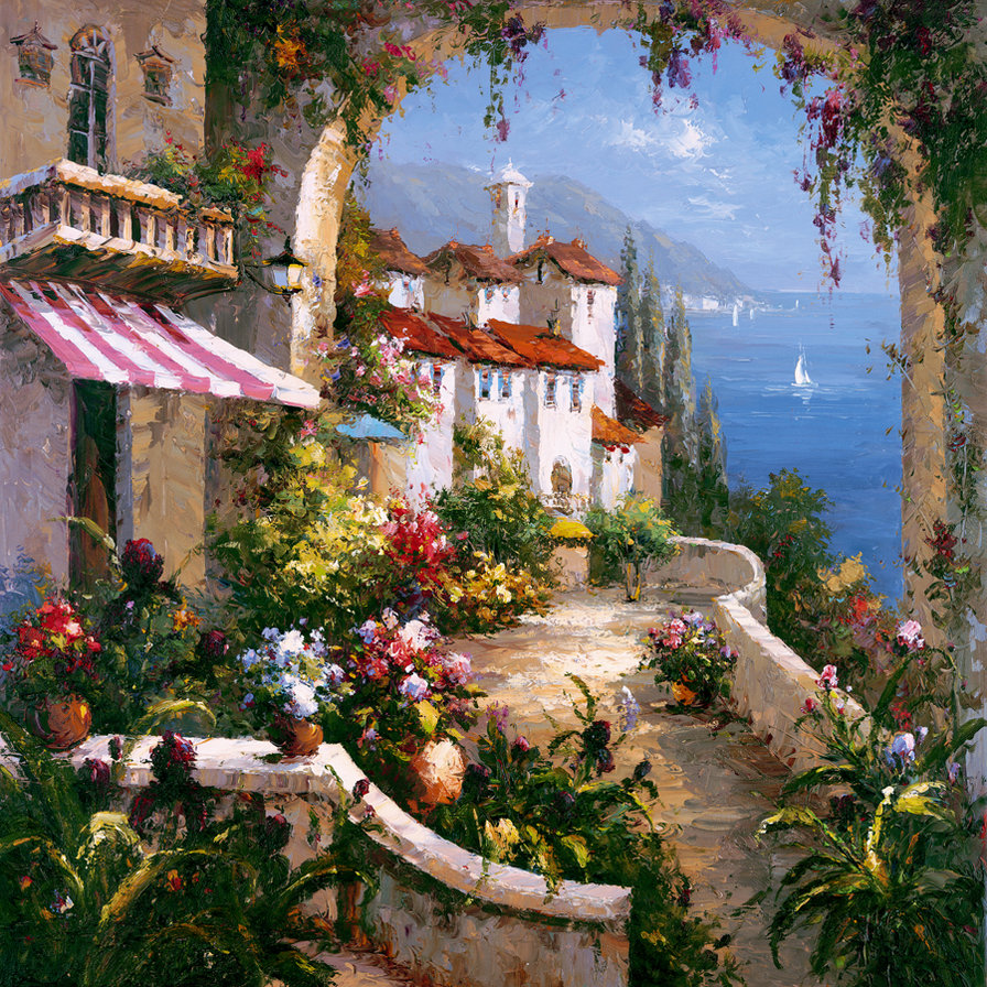 Картина - дом, море - оригинал