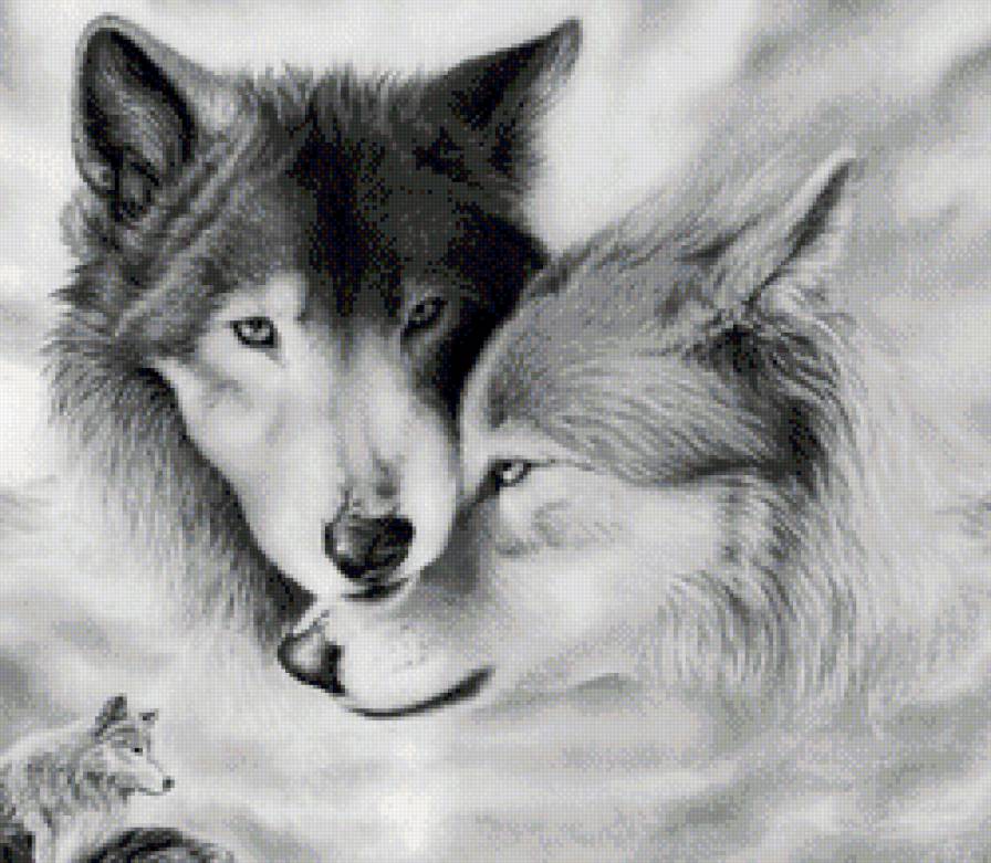 Волки - звери, пара, волки, оберег, животные, семья - предпросмотр