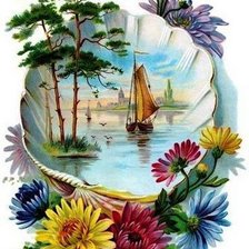 Схема вышивки «Пейзаж в ракушке»