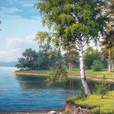 Схема вышивки «Пейзаж с речкой»