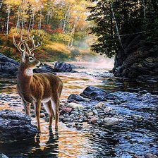 Схема вышивки «Пейзаж с оленем»