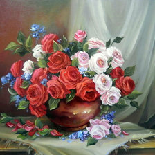 Схема вышивки «букет роз в вазе»