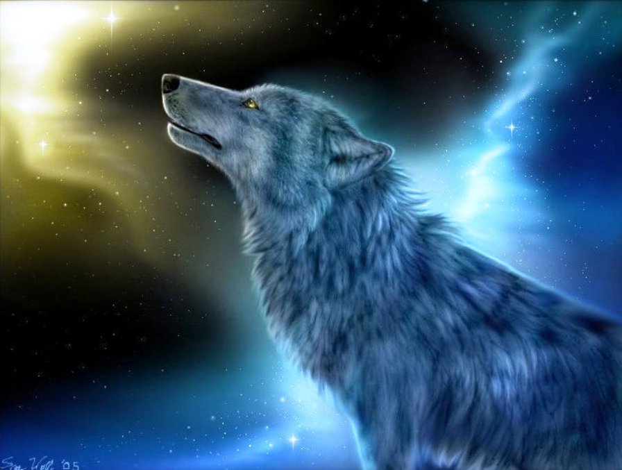 Вой - луна, животные, волк, природа - оригинал