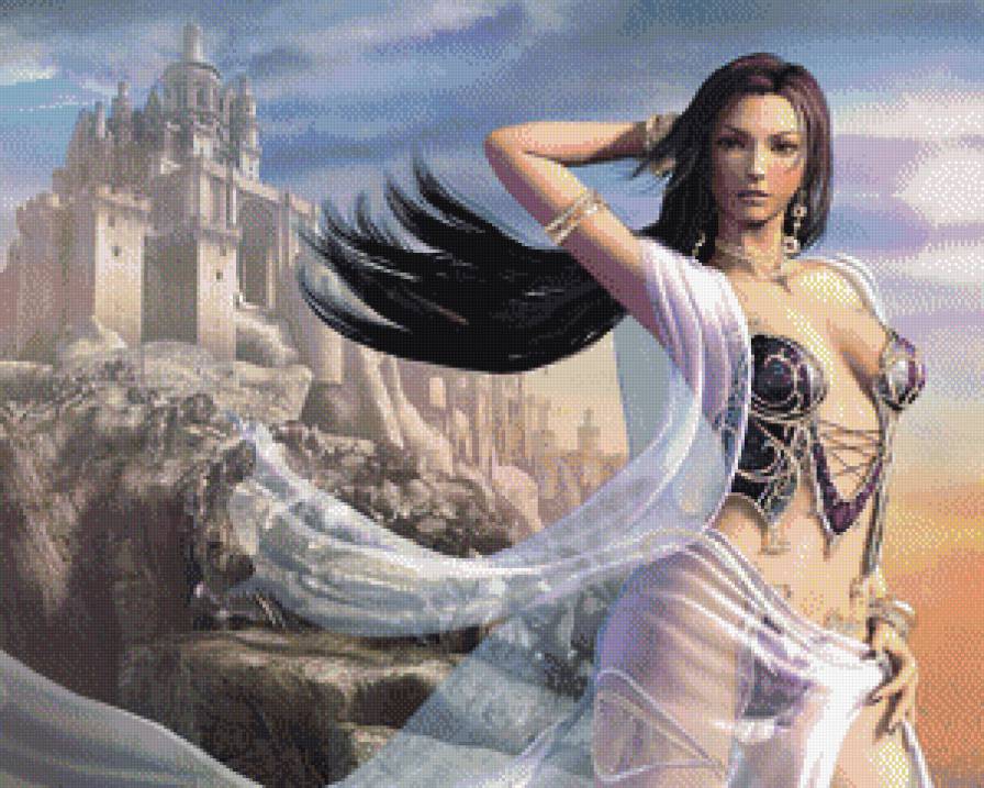 Замок - люди, фентези, замок, девушка - предпросмотр