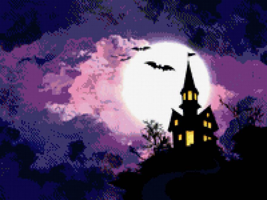 Хеловин - хелоувин, пять летучих мышей - предпросмотр