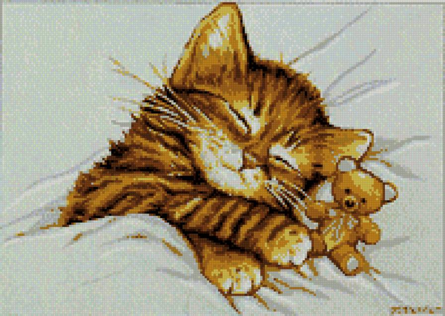 котёнок - спит, кот - предпросмотр