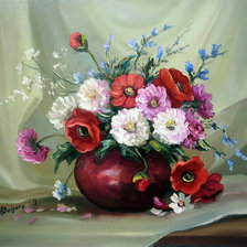 Оригинал схемы вышивки «полевые цветы в ваз» (№829686)