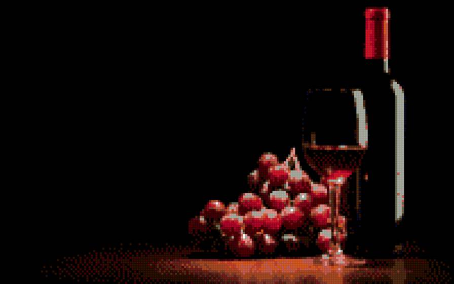 вино - на черном, виноград, вино, на кухню, натюрморт - предпросмотр