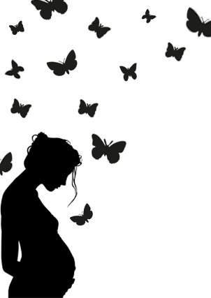 бабочки в животе) - беременная, беременность, женщина, люди, черное белое, силуэт - оригинал