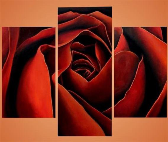 триптих - цветы, роза - оригинал