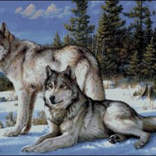 Схема вышивки «волчья пара»