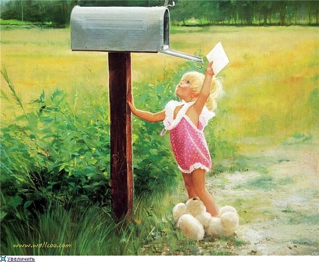 детство 3 - дети, девочка, луг, деревушка - оригинал