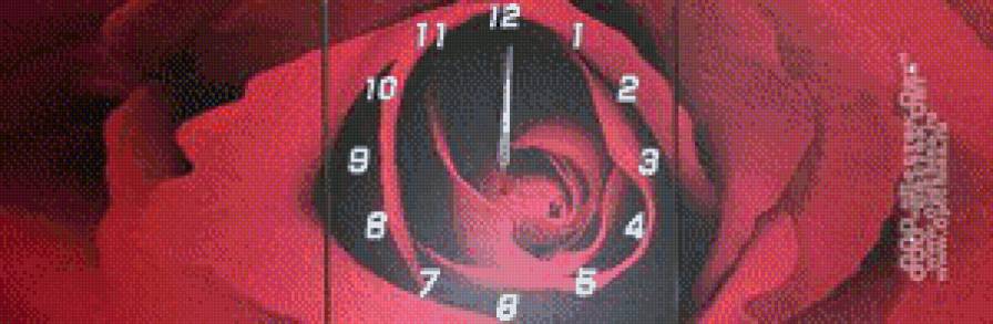 триптих - часы, цветы, роза - предпросмотр