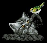 Котенок в корзинке - животные, птички, корзинка, кошки - оригинал