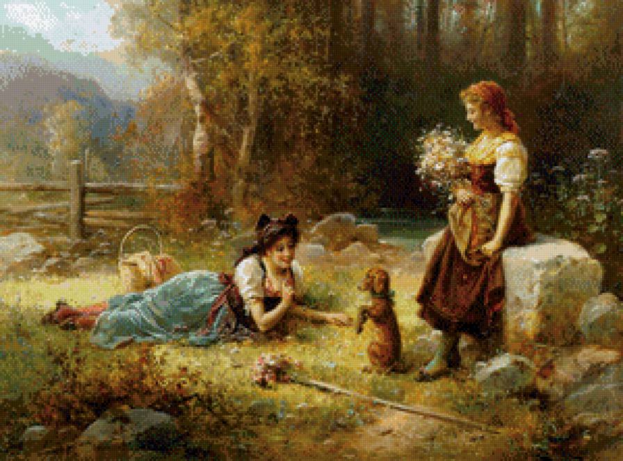 Пикник - отдых, животные, девушки, природа, пикник - предпросмотр