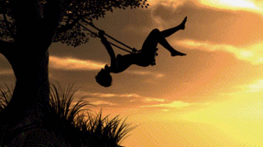 Полет - природа, девушка, качели - предпросмотр