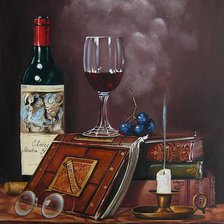натюрморт с вином и книгой