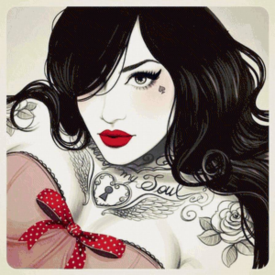 девушка с тату - девушка - предпросмотр