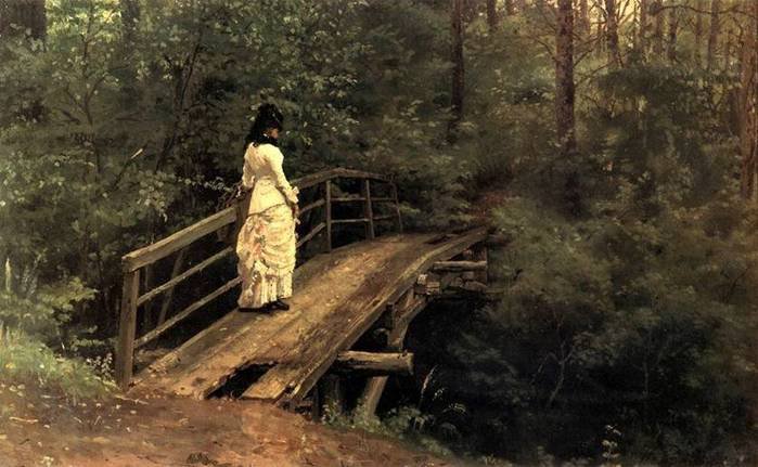 незнакомка - лес, девушка, пейзаж, картина - оригинал