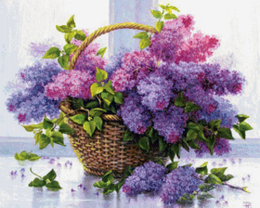 Сирень в корзине - предпросмотр