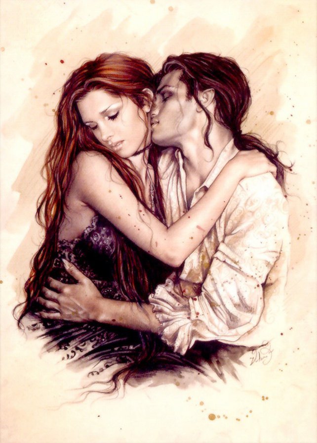 объятия - монохром, поцелуй, страсть, объятия, пара, графика, любовь - оригинал