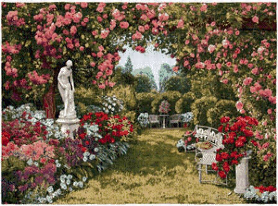 мой садик - статуя., цветы - предпросмотр