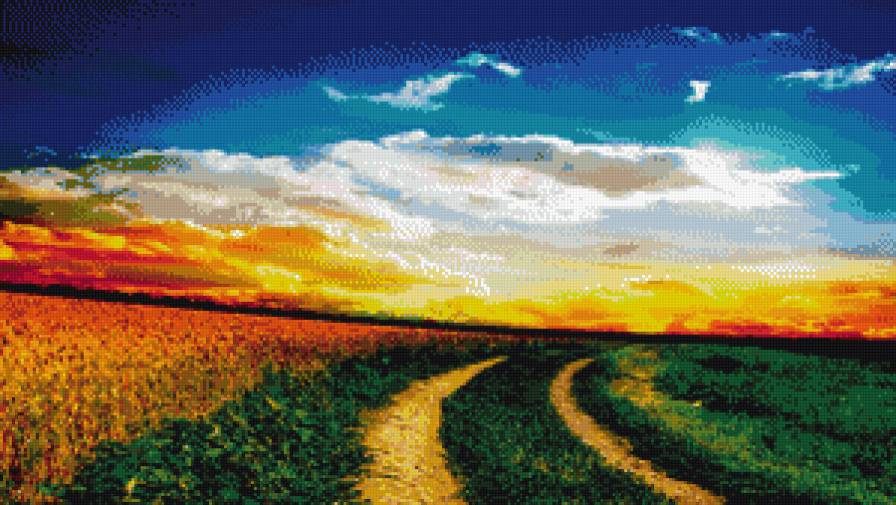 Дорога - дорога, пейзаж, поле, природа - предпросмотр